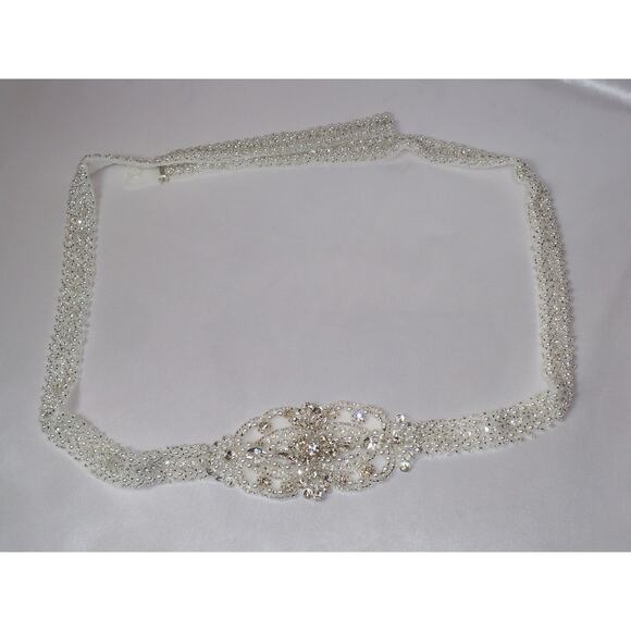 rhinestone beaded bridal belt, beaded sash,  rhinestone wedding dress belt main image 5